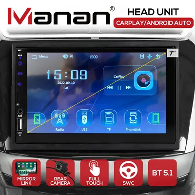 Manan Car Stereo Double 2 Din Head Unit Carplay Bluetooth Android Camera Touch • $99.99