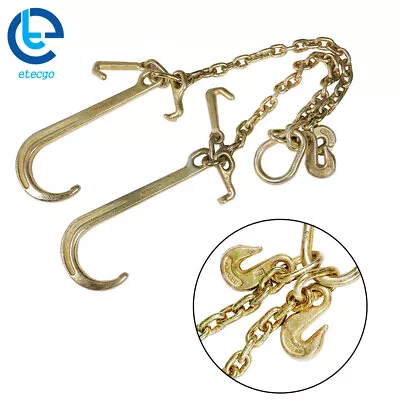 Tow Chain J-Hook 3/8  X 2' V-Type W/ G70 Grab Hook Tractor Car Wrecker Truck Tie • $56.20