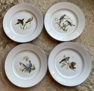 $224.99 • Buy VA Vista Alegre Portugal Fine Porcelain Bird Birds 4 Salad Plates Blue Trim