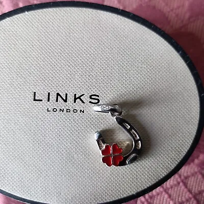 Links Of London Silver Horse Shoe With Red Enamel Clover Charm In Fab Con • £19.99