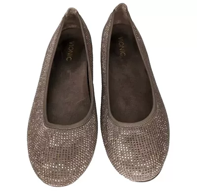 Vionic Spark 359 Willow Taupe Women’s Size 10 Ballet Flat W/Bronze Studs • $34.99