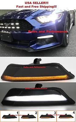 Smoked Lens Sequential LED Front Turn Signal Lights Lamps For 2015-2017 Mustang • $139.99