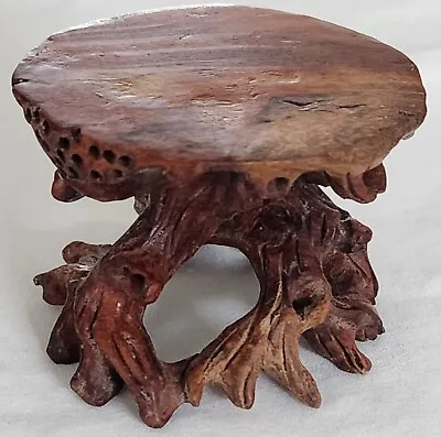 Vtg Chinese Natural Wood Carved Mini Stand For Vase/ Bowl 2.15  • $45.99