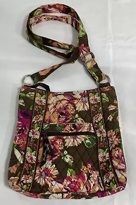 Vera Bradley Crossbody Bag English Rose Retired 2012 Brown Hipster Slim Purse • $16.95