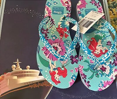 NWT Vera Bradley Disney Ariel Flip Flops Women Little Mermaid Size Small 5-6 • $34.95