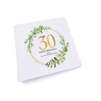 Personalised 30th Birthday Gift For Her Photo Album Gold Wreath Design UV-684 • £15.49