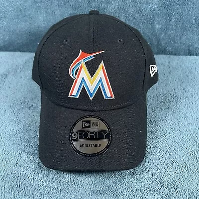 Miami Marlins New Era 9Forty Adjustable Baseball Hat Black Authentic New • $22.99