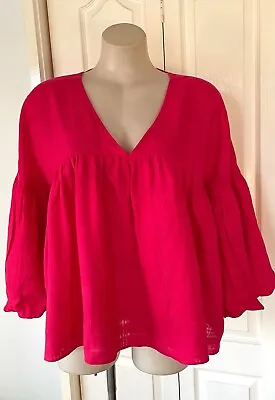 $30 • Buy COUNTRY ROAD 100% Linen 3/4 Sleeve Blouse Size 12