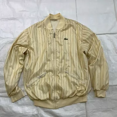 Vintage LACOSTE Mens Jacket Yellow Striped Made In France Size 5 Large • $35