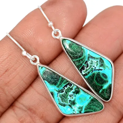 Natural Malachite - Morocco 925 Sterling Silver Earrings Jewelry CE20272 • $16.99