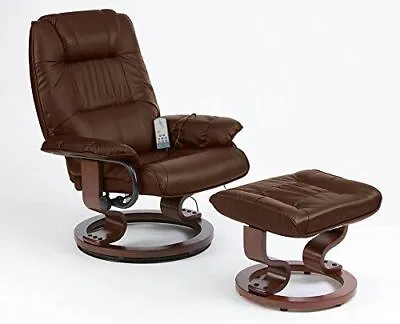 £150 • Buy Restwell Napoli Recliner Brown Leather Effect Massage Chair + Foot Stool