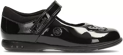 BNIB Clarks Girls TRIXI ROSE Black Patent School Leather Lights Shoes • £16.99