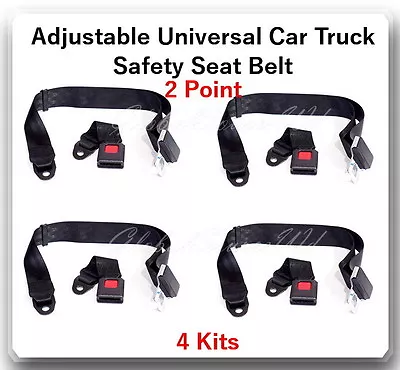 (4 Kits ) Adjustable Universal Car Truck 2 Point Seat Belt Lap Safety Belt • $44.37