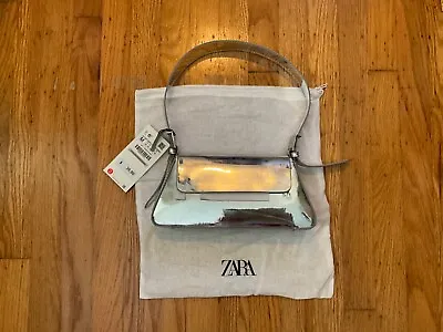 Zara New Woman Minimalist Shoulder Bag With Flap Silver 6527/010 • $60