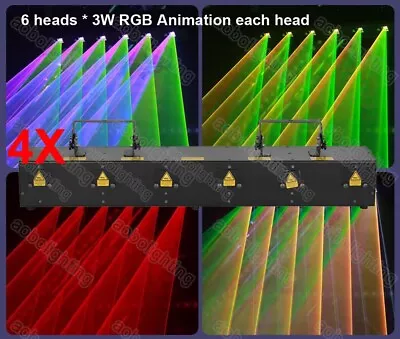 4xDJ Disco Laser Stage Lighting 6 Head 18W Club Party RGB Animation Laser Lights • $6799.99