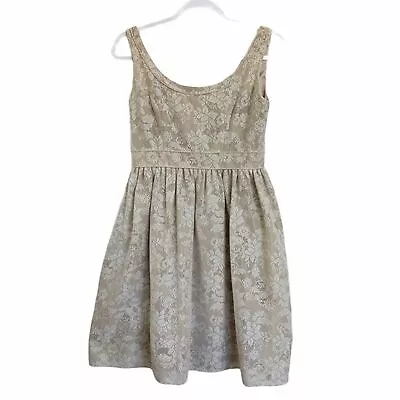 Tahari Arthur S Levine Dress Size 4 Fit & Flare Sleeveless Floral Laced Beige • $12.99