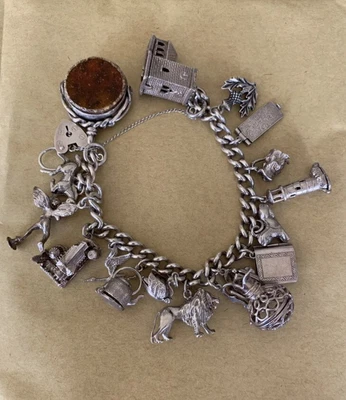 £70 • Buy Heavy Vintage Silver Charm Bracelet: Some OPENING ONES