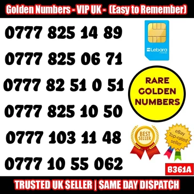 £5.95 • Buy Golden Number VIP UK SIM Cards - Easy To Remember Mobile Numbers LOT - B361A