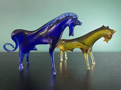 £18 • Buy Wonderful Handmade Pair Vintage Murano Glass Lampwork Bull Horse Figures Retro