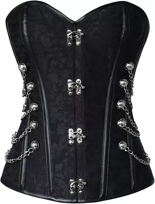 Women's Sexy Large Spiral Steel Boned Steampunk Gothic Bustier Corset W/ Chains • $44.95