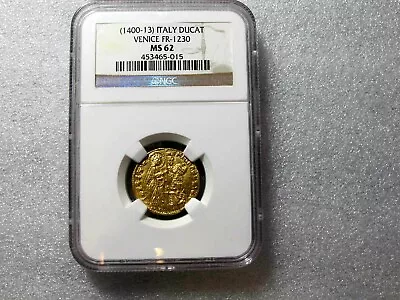 1400 Venice Doge Michele Steno Gold Zecchino Ducat Coin NGC MS62 • $1299.99