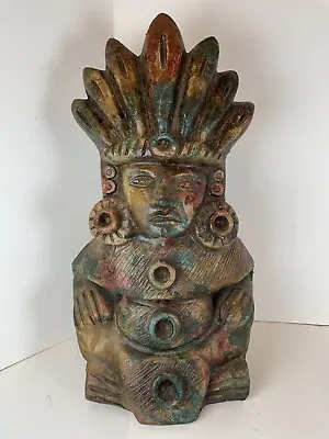 Vintage 17.5” Mayan Aztec Maize God Statue • $48