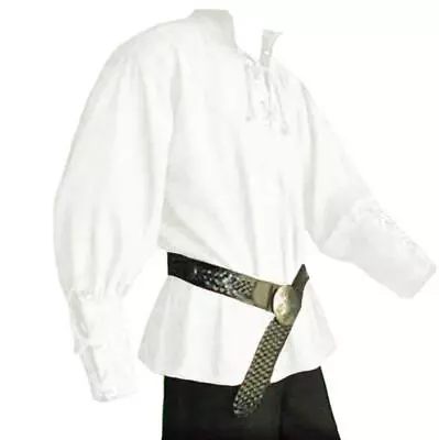 Mens Pirate Medieval Renaissance Tunic Shirt Cosplay Viking Knight Warrior Tops • £19.75