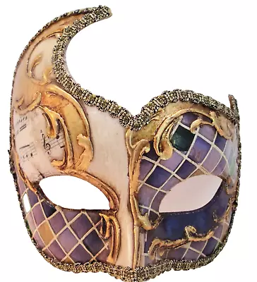  Mar12 Handmade In Italy Masquerade Papier Mache Party Eye Mask Purple/gold • £27