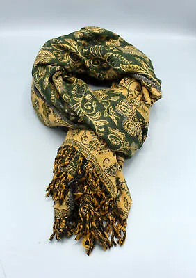 Handloomed Butterlfy Floral Forest Green Yak Wool Shawl • $40