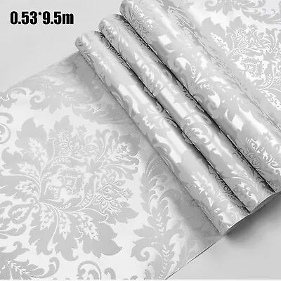 10M/Roll Elegant Luxury Damask Embossed Floral Textured Non-woven Wallpaper • £13.82