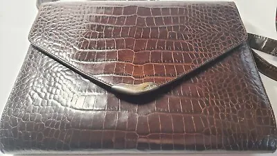 Vintage Ralph Lauren Crocodile Embossed Leather Bag With Sterling Silver  • $150