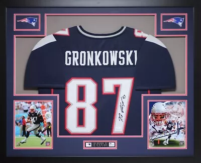 Rob Gronkowski Autographed And Framed Navy Patriots Jersey Auto JSA COA (D2-L) • $995