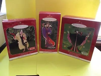 Hallmark Disney Unforgettable Villains Cruella Snow White Queen Maleficent 1-3 • $54.95