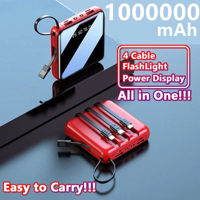 $25.99 • Buy 1000000mAh Mini Power Bank 4USB Portable Battery Fast Charger For Mobile Phone