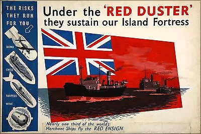 Poster Many Sizes; Under The 'Red Duster' Merchant Marine Red Ensign 1939 • $160.11