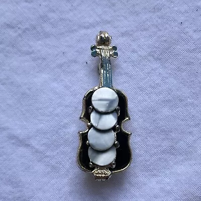 Mother Of Pearl Violin Fiddle Brooch Pin • $15.99