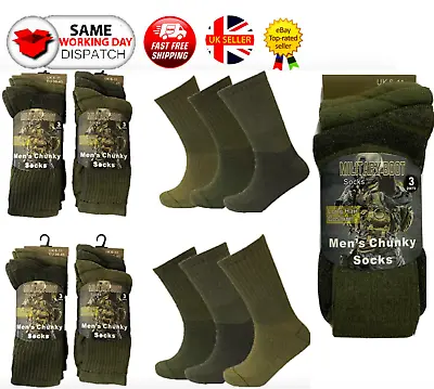 £8.99 • Buy Mens Army Military Combat Boots Hiking Padded Thermal Warm Thick Socks Size 6-11