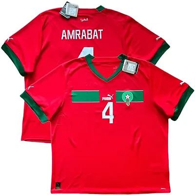 2022/23 Morocco Home Jersey #4 AMRABAT 2XL Puma Soccer Football World Cup NEW • $199