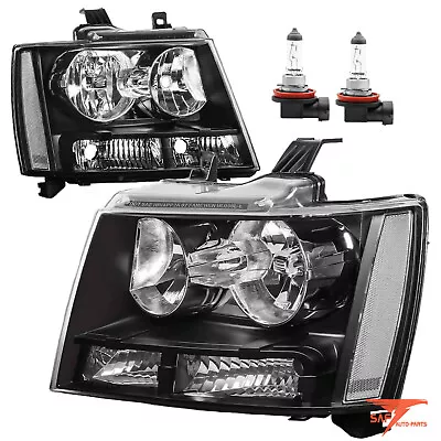 For 2007-2014 Chevy Suburban Tahoe Avalanche Clear Black Headlights With Bulb • $98.59