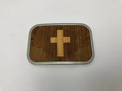 Buckle-Down Brand Cross Themed Wood Veneer Rectanglar Belt Buckle • $14.99