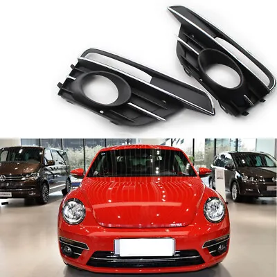 For 2016-2019 VW Beetle Fog Light Grill Grille Cover Left+Right W/ Chrome Trim • $58.86