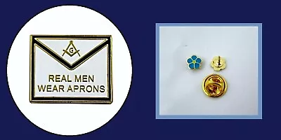 LOT 2 NEW Masonic Apron & Forget Me NOT Freemason Flower Lapel Pin - Tie Tac • $11.89