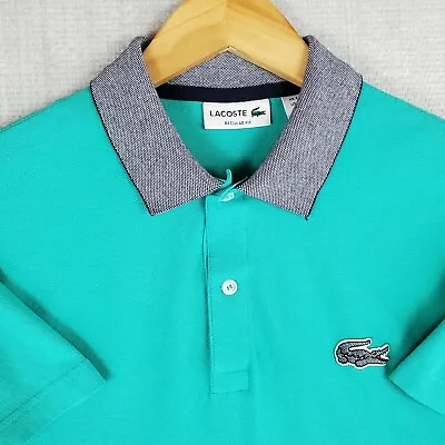 LACOSTE Size 5 Small Mens Aqua Big Croc Polo Sport Shirt 100% Cotton Golf Gator • $67