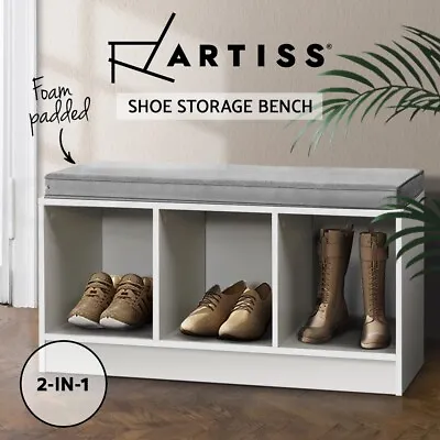 $56.95 • Buy Artiss Shoe Cabinet Bench Shoes Organiser Storage Rack Shelf White Box Seat