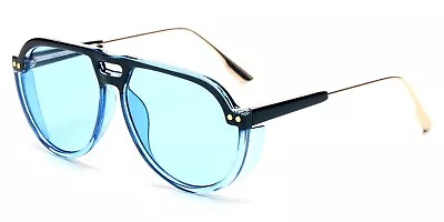 Round Pilot Aviator Retro Vintage Style Sunglasses Gold/Metal Black/Blue S80 • $9.95