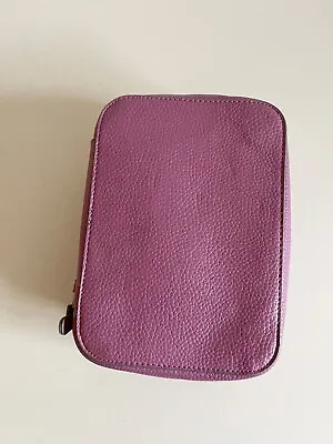 Trish McEvoy Purple Leather Makeup Planner Cosmetic Travel Case 7x5x3 • $35