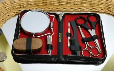 Vtg Pedicure  Manicure Grooming Set Kit Leather Case 7-pcs  A Great Unusual Set • $36.40