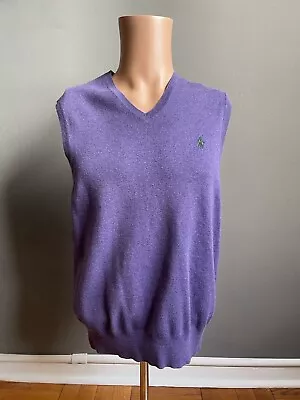 Polo Ralph Lauren Sweater Vest Mens Medium ⚡️Purple⚡️Pima Cotton V Neck • $24.99