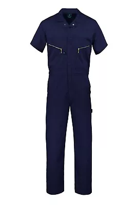 Men's Coverall Short Sleeve Jumpsuit Cotton Blend Zipper Front Pockets Overalls • $34.95