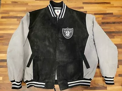 VTG Raiders Leather Jacket XXL Letterman W/2 Inside Pockets. G3 NFL Branded • $147.90